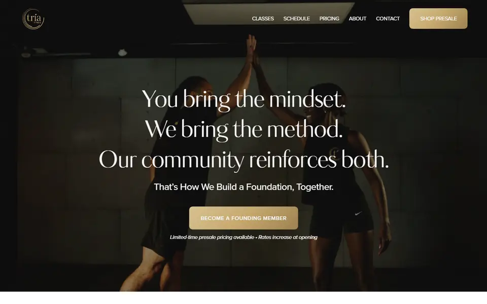 Tría Fitness, homepage
