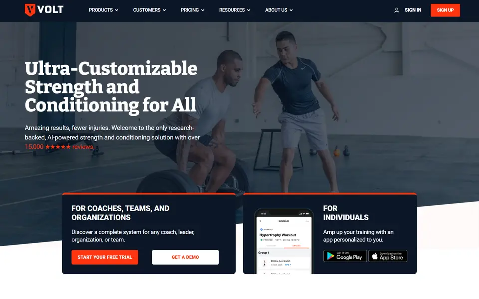 Volt Athletics, homepage